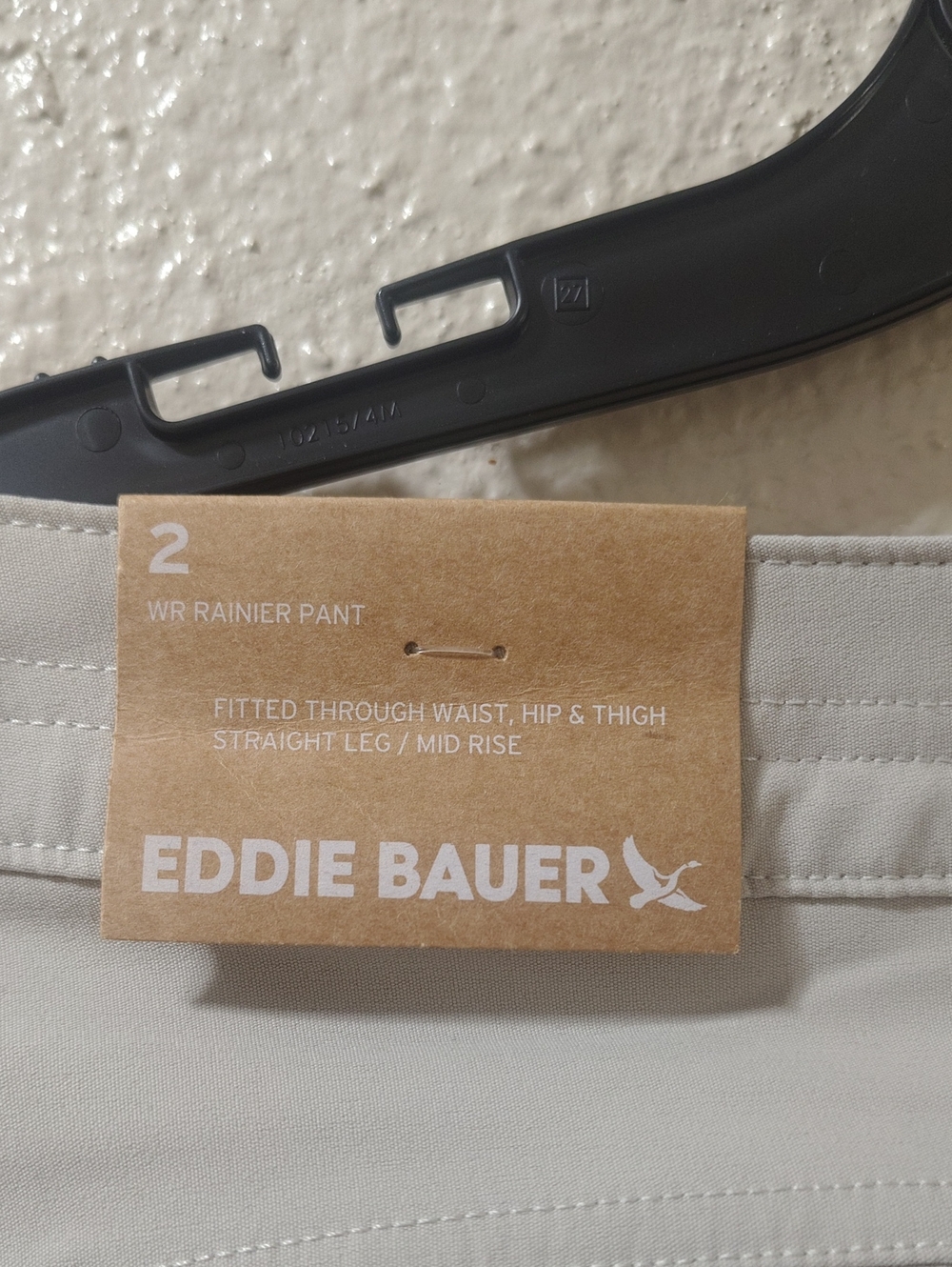 Eddie Bauer Light Beige WR Rainier Pants Tag Detail